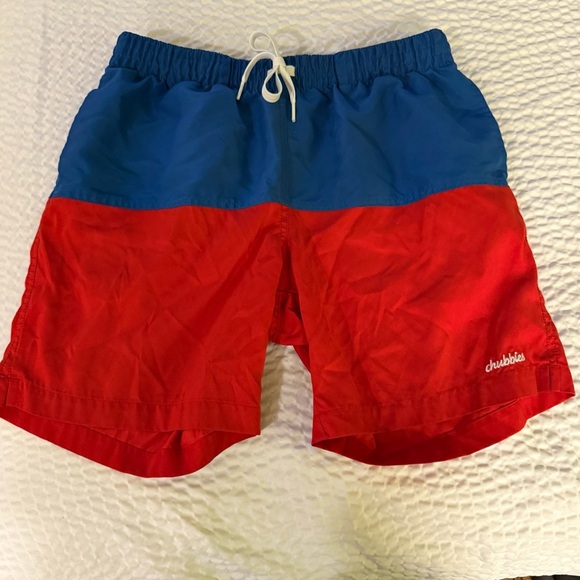 Chubbies Blue and Red Swim Trunks - Picture 1 of 10